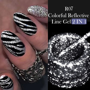 LILYCUTE 5ml Reflective Glitter Liner Gel Nail Polish Superflash Colorful Sparkling Graffiti Painting Stripe Pull Line Nail Gel
