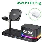 25W Magnetic Wireless Charger Stand Bluetooth Speaker Fast Charging For iPhone Samsung S26 S25/Z Fold 7 Galaxy Watch Ultra 8 7