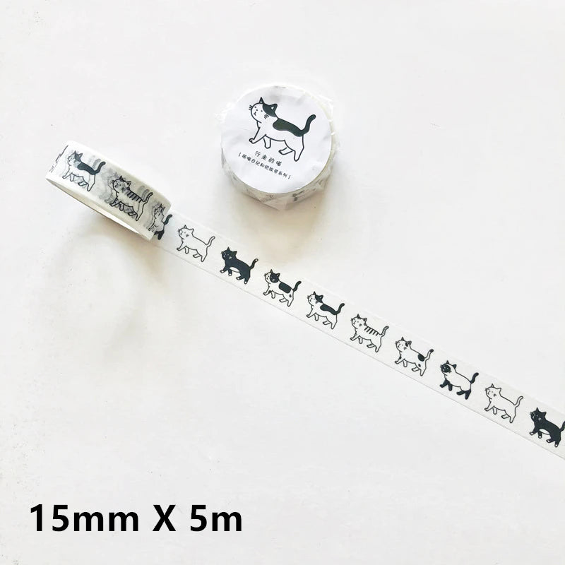 1 Roll Cute Kawaii Adorable Cat Adhesive Paper Washi Tape Masking Tape DIY Scrapbooking Stick Label