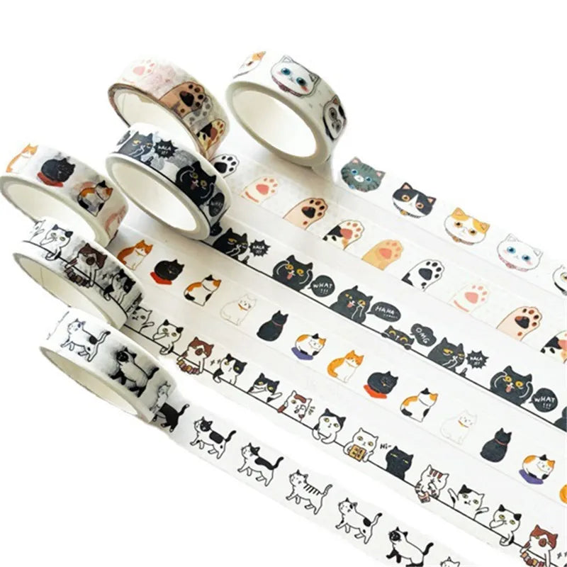 1 Roll Cute Kawaii Adorable Cat Adhesive Paper Washi Tape Masking Tape DIY Scrapbooking Stick Label