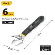 Deli Adjustable Wrench Large Opening long Handle Universal Spanner Carbon Steel Mechanical Workshop Hand Car Repair Tools