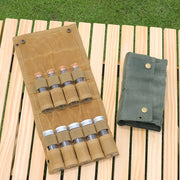 Outdoor Camping Spice Bottle Storage Bag with Wax Waterproof Spice Bottle BBQ Set without Bottle Combination Canvas Bag