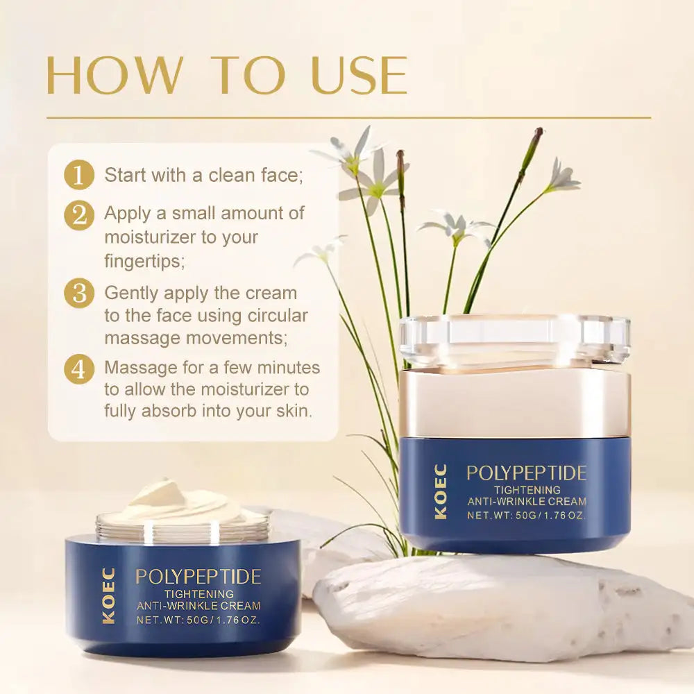 50g KOEC Polypeptide Tightening Anti-Wrinkle Cream Soothing Fading Fine Lines Revitalizing Nicotinamide Squalane Shea Butter