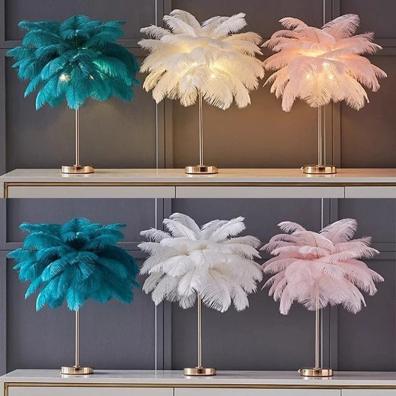 Modern Nordic Ostrich Feather Floor Lamp, Living Room, Dining Bedroom, Study Desk Interior Decoration LED Lighting
