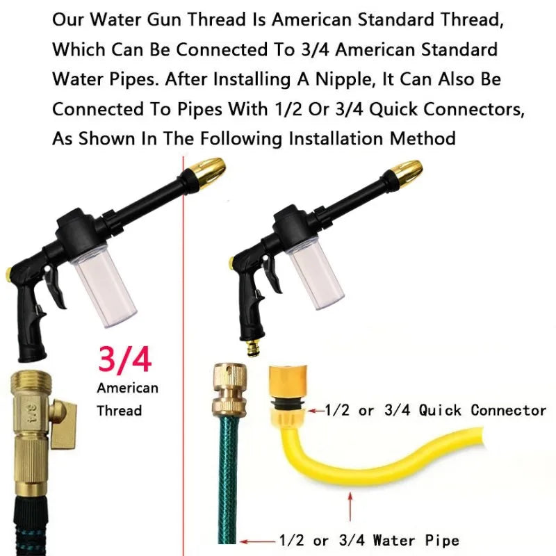 High Pressure Car Washing Water Gun Long Rod Nozzle Garden Hose Nozzle Multi-Function Watering Tool Powerful Car Cleaning Tool