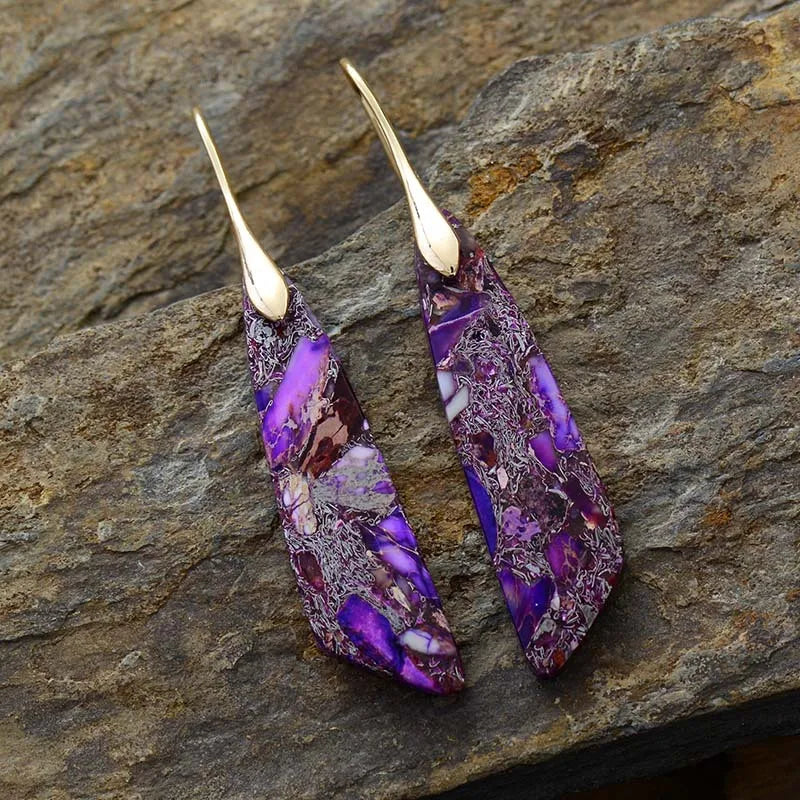 Bohemian Emperor Stone Geometric Pendant Earring Popular Natural Stone Jewelry Earrings for Women Luxury Boho Original earring