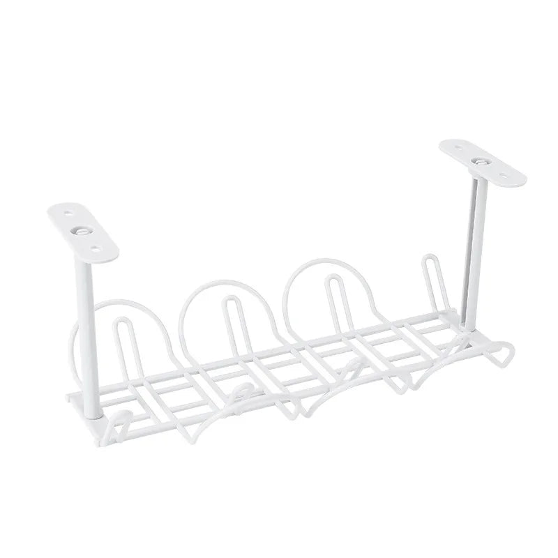 Plastic Storage Rack Cable Organizer Desk Set Rack Shelf Table Bottom Socket Holder Hanging Rack Office Stationery Holder