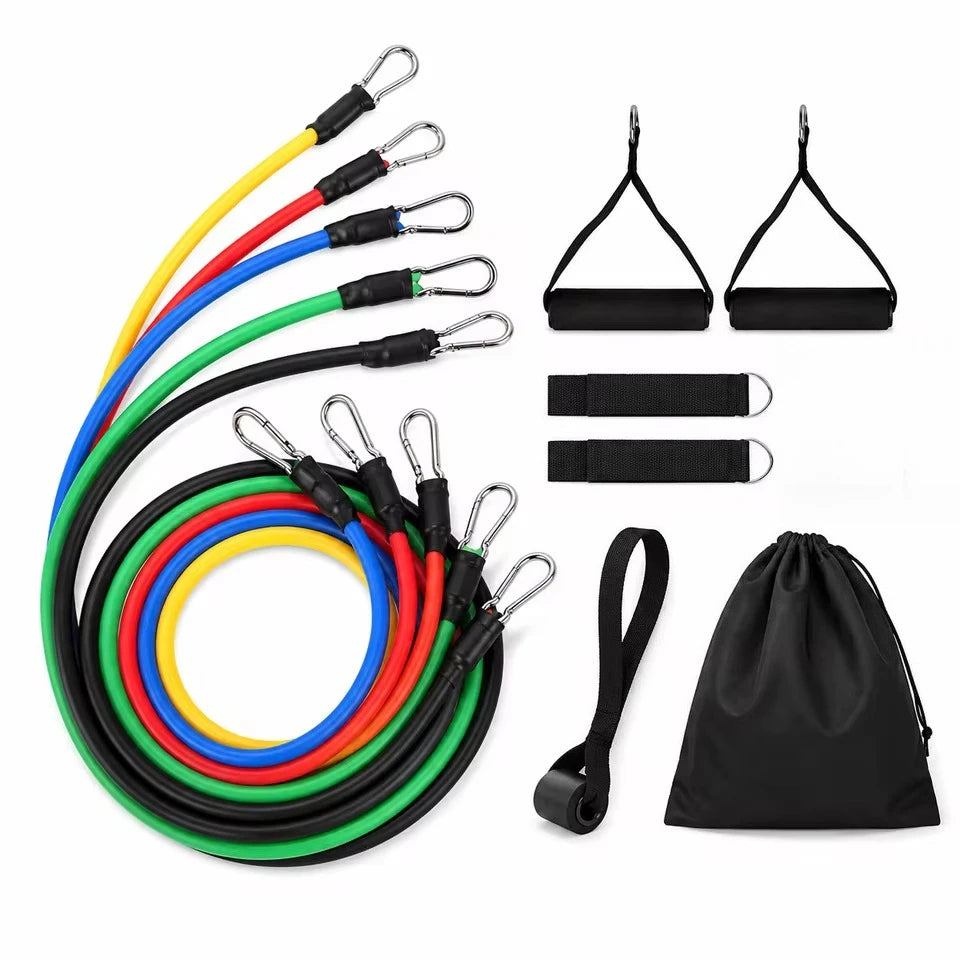 11pcs/Set Pull Rope, Resistance Bands, Portable Fitness Equipment, Ankle Strap, Chest Expander, Elastic Exercise Band