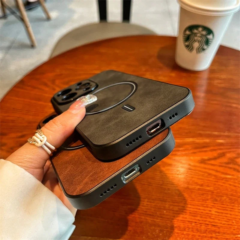 Luxury Wireless Charging Magnetic Cortex Case For iPhone 16 15 14 13 12 11 Pro Max Plus X Xs XR Magsafe Bumper Shockproof Cover