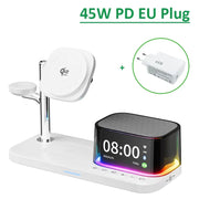 25W Magnetic Wireless Charger Stand Bluetooth Speaker Fast Charging For iPhone Samsung S26 S25/Z Fold 7 Galaxy Watch Ultra 8 7