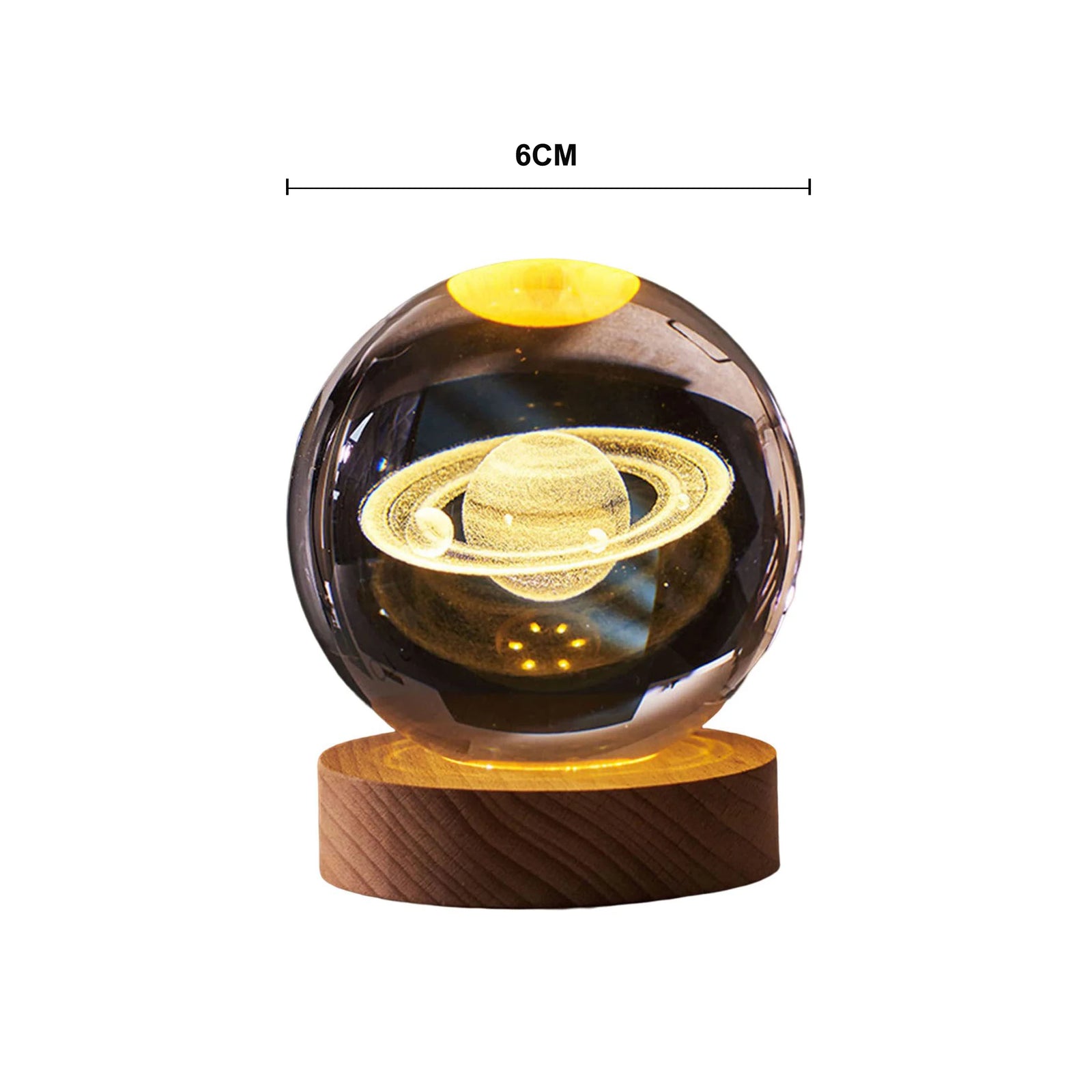 6cm Bedside RGB Lamp Solar Theme Cosmos Series Crystal Ball Night Lights Milky Way Moon Small Ornaments for Desk Creative Gift