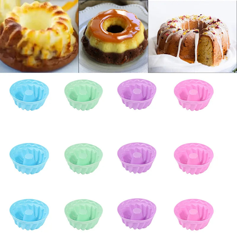12Pcs Silicone Cup Cake Mold Reusable Cupcake Mould Muffin Pastry Chocolate Pudding Candy Jelly Mold Baking Cookie DIY Tool