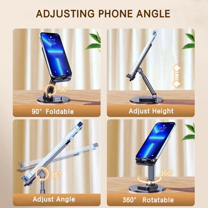 360 Degrees Rotable Metal Desk Mobile Phone Holder Stand For iPhone Xiaomi iPad Adjustable Desktop Tablet Table Cell Phone Stand