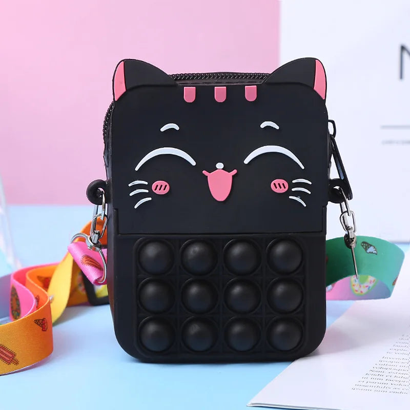 Kawaii Unicorn Cross Bag Fidget Toys For Girls Handbag Coin Pouch Purse Push Bubble Relief Stress Squeeze Toys Messenger Bags