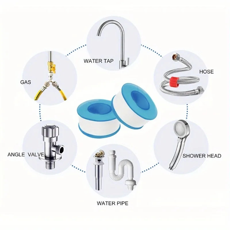 4M PTFE Water Pipe Tape Oil-free Sealing Tape Fitting Thread Seal Tape White Pipe Thread Seal Raw Material Tape Home Essential