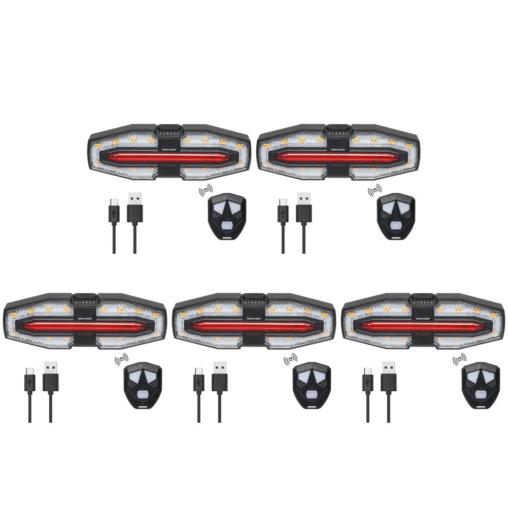 Rechargeable Bike Tail Light with Turn Signals Warning Bike Lights Wireless Remote Control Cycling Back Light for Night Riding