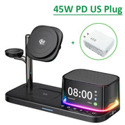 25W Magnetic Wireless Charger Stand Bluetooth Speaker Fast Charging For iPhone Samsung S26 S25/Z Fold 7 Galaxy Watch Ultra 8 7