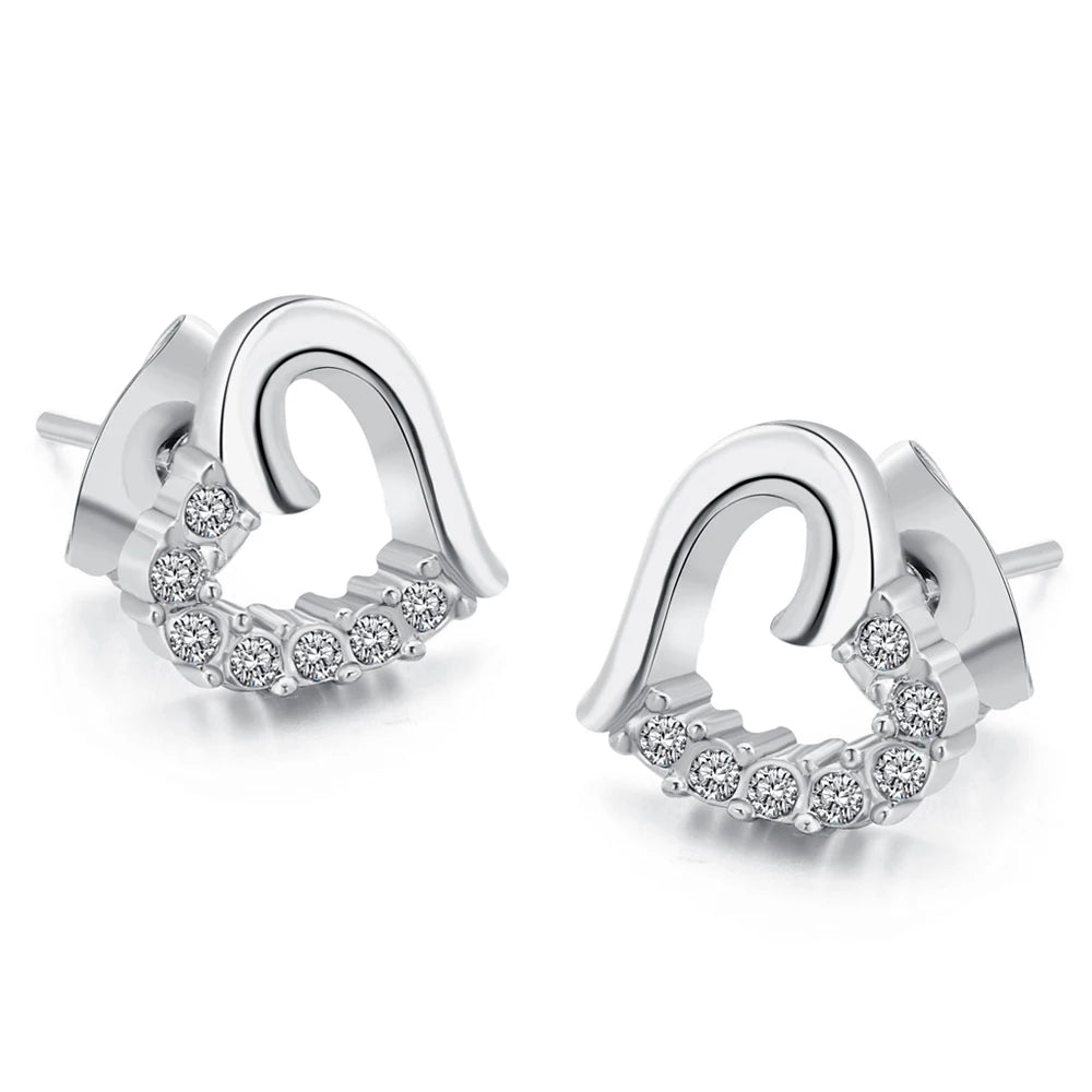 Love Heart Intertwined Stud Earrings for Women Rose Gold Color Crystal Earrings Wedding Engagement Jewelry For Bridal DFE030M