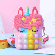 Kawaii Unicorn Cross Bag Fidget Toys For Girls Handbag Coin Pouch Purse Push Bubble Relief Stress Squeeze Toys Messenger Bags
