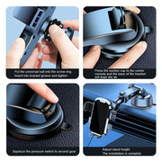 SEAMETAL Car Phone Holder Suction Cup Stand Gravity Dashboard Phone Mount Stand GPS Universal For iPhone 15 14 13 Xiaomi Samsung