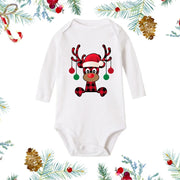 My First Christmas Newborn Baby White Long Sleeve Romper Cartoon Snowman Print Outfit Infant Baptism Bodysuit Clothes Xmas Gift