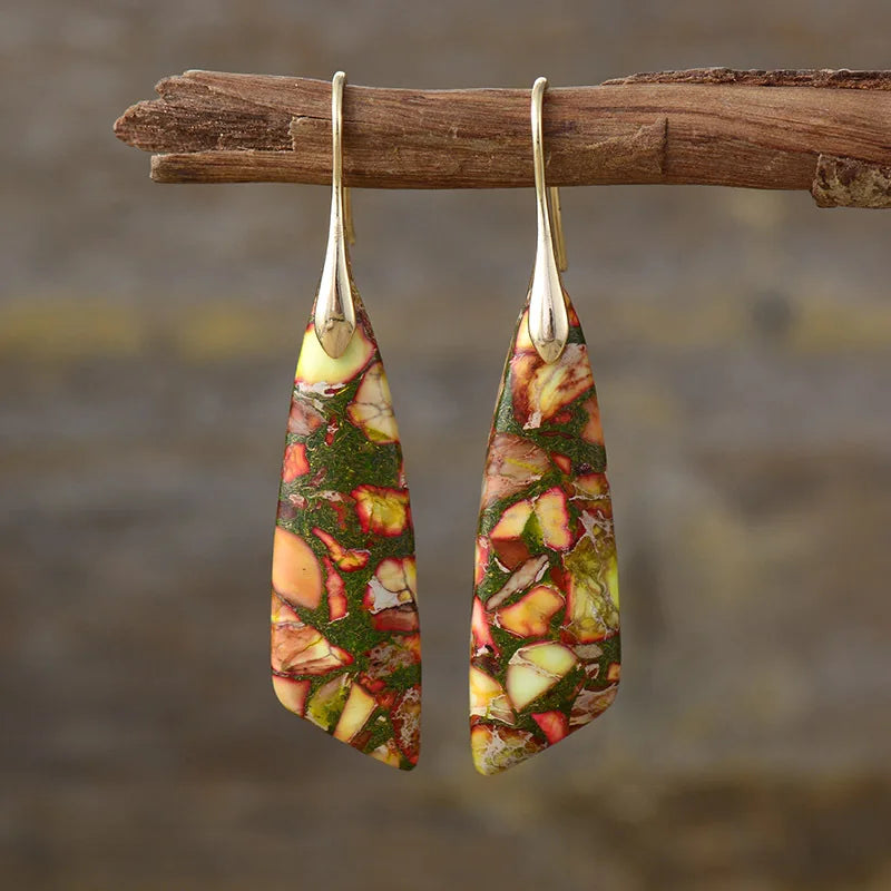 Bohemian Emperor Stone Geometric Pendant Earring Popular Natural Stone Jewelry Earrings for Women Luxury Boho Original earring