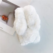 Soft Plush Case For iPhone 13 14 15 11 12 Pro XR X Xs Max 7 8 6 6s Plus 5 5S SE mini 3D Furry Rabbit Bunny Warm Fur Hair Cover