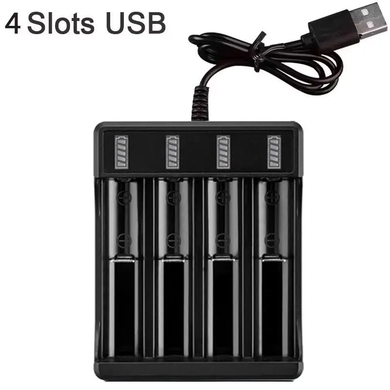18650 Battery Charger Black 1 2 4 Slots AC 110V 220V Dual For 18650 Charging 3.7V Rechargeable Lithium Battery Charger