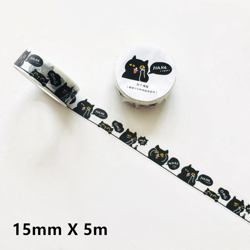 1 Roll Cute Kawaii Adorable Cat Adhesive Paper Washi Tape Masking Tape DIY Scrapbooking Stick Label