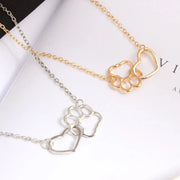 Hollow Pet Paw Footprint Necklaces Cute Animal Dog Cat Love Heart Pendant  For Women Girls Jewelry