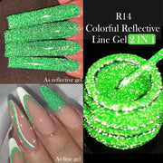 LILYCUTE 5ml Reflective Glitter Liner Gel Nail Polish Superflash Colorful Sparkling Graffiti Painting Stripe Pull Line Nail Gel